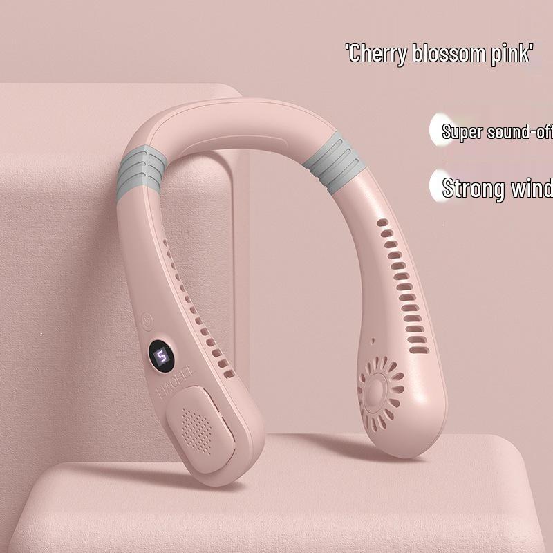 Leafless USB Neck Fan: Silent, Strong Wind, Hands-Free Outdoor Cooling Gift 1200mAh 5-speed Wind Adjustment