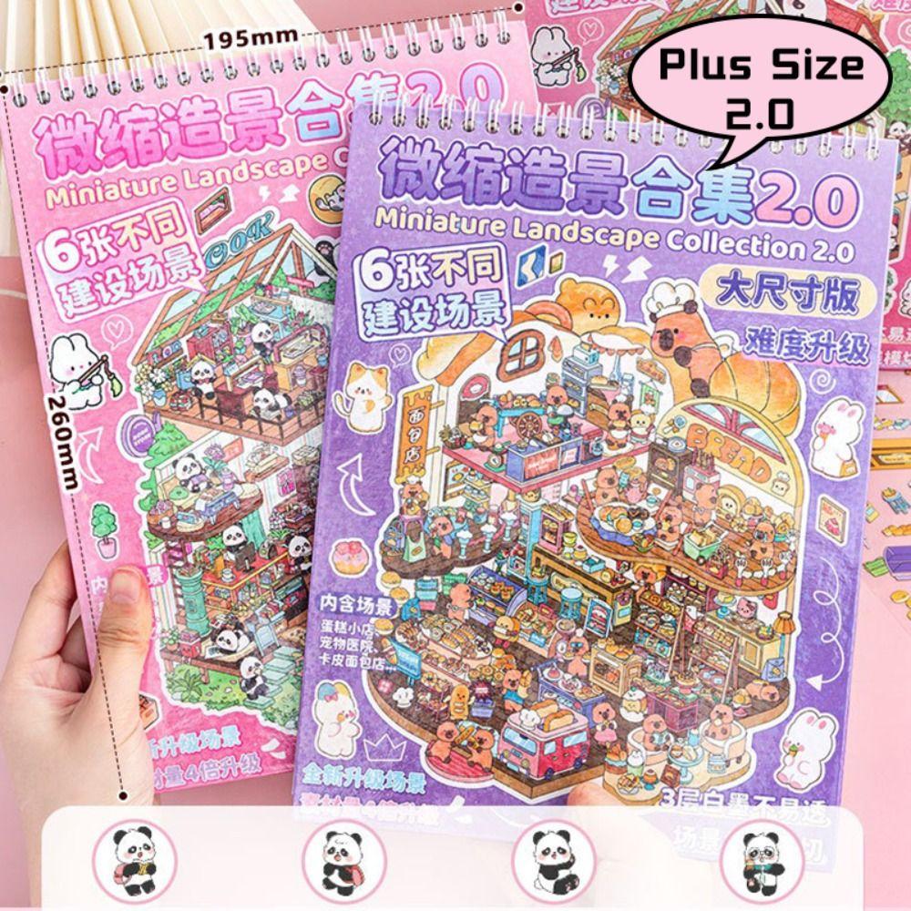 Plus Size 3D Landscape Sticker 6-in-1 Miniature Scene Collage DIY Toy Game Stickers Children
