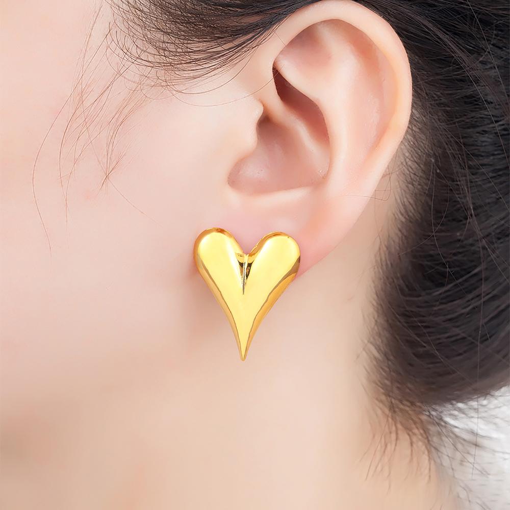 Nidin New Trendy Heart Shape Hollow Design Fine Stud/Drop Earrings For Women Girl Sparkling Zircon Ear Jewelry Accessories Gifts