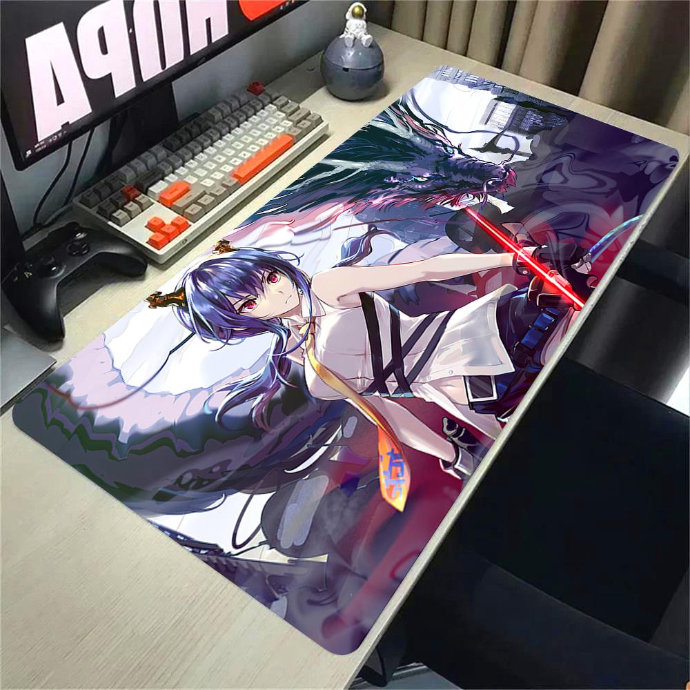 Antislip Gaming Desk Mat with Stitched Edges Stylish Arknights Anime Girls Battle Design Large Mouse Pad for Home Office Use