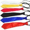 Unisex Pre-Tied Necktie with Adjustable Zipper Design Shiny Sequins Skinny Tie for Weddings Graduation Party Costume