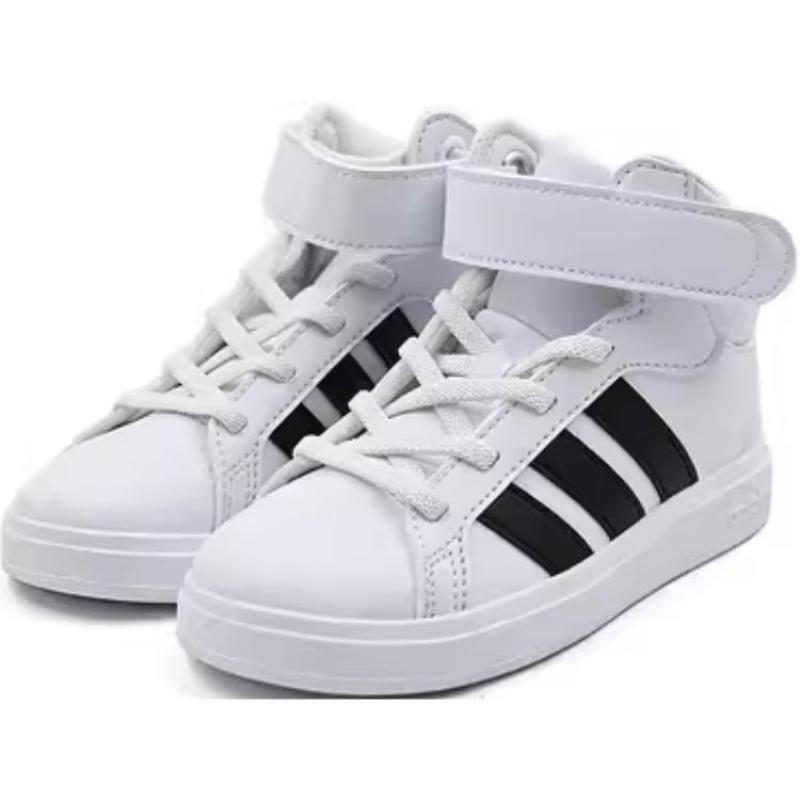 Adidas GRAND COURT Cushioning Abrasion Resistant Breathable High top Kids' Skateboarding Shoes White Kids' Sneakers JR2583