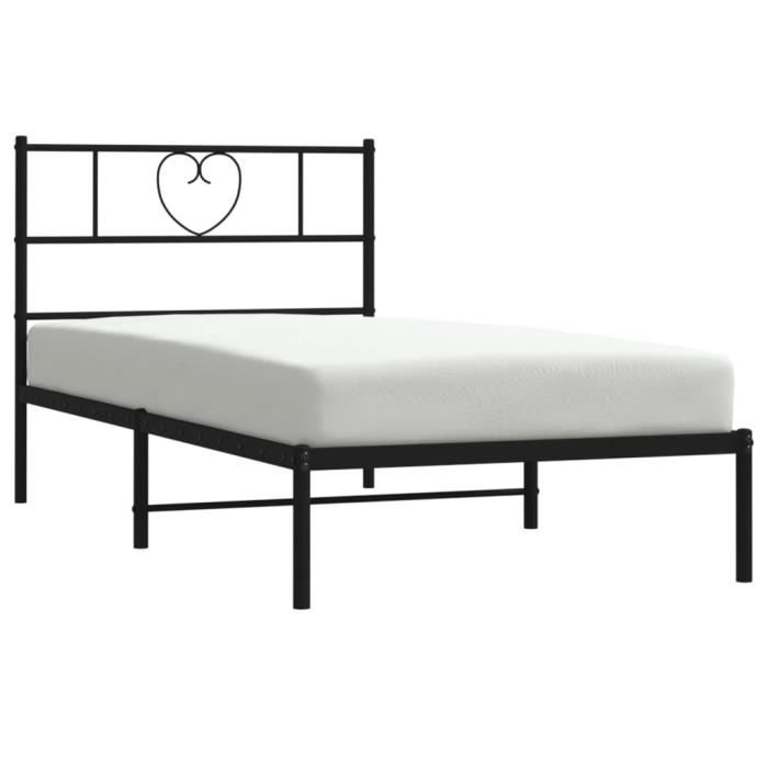 VidaXL Metal Bed Frame with Headboard Black 90x190 Cm 355455