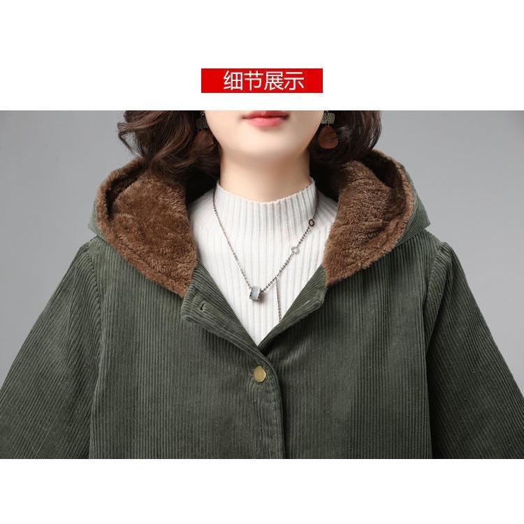 Winter Corduroy Jacket for Middle-aged Women Casual and Loose Mom's Cotton Jacket Cotton Top