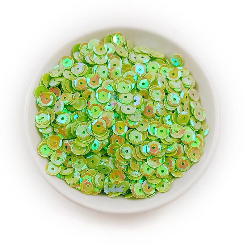 6MM Round Curved PVC Sequins with Middle Hole and Hexagonal Beads for Sewing