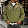 Felpa casual da uomo in flanella a zip 1/4 a manica lunga