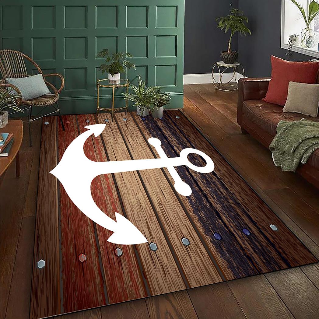 

1 Vintage Anchor Rug Vintage Anchor Rug, Polyester Rug, Lightweight, Washable, Low Pile, Rectangular,Bedroom Indoor and Patio 60x90(23x35in)