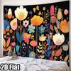 Colorful Tulips And Daisies Flowers Digital Printing Polyester Wall Tapestry Suitable For Use In Living Rooms Offices Bars Party
