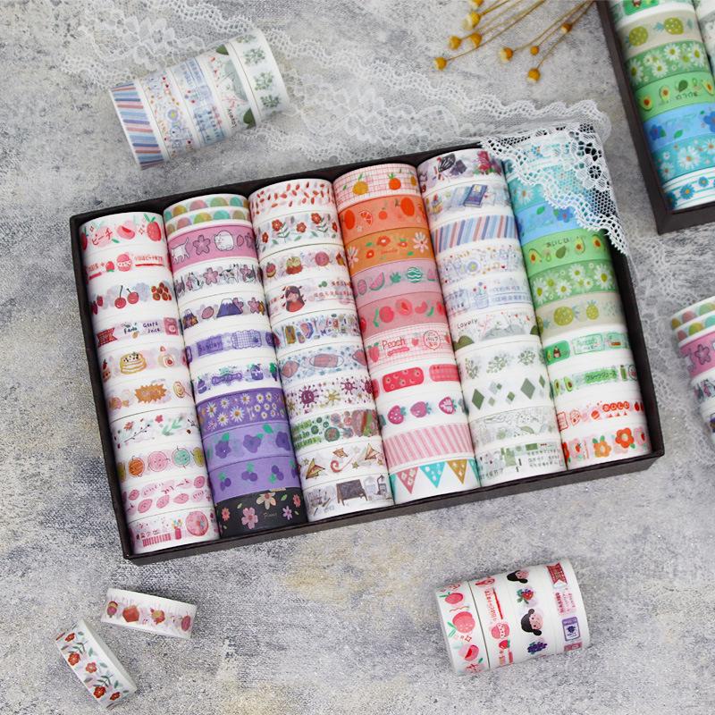 Conjunto de adesivos de desenho animado estilo celebridade da rede: Caixa de presente com desenhos fofos para meninas e fita de papel