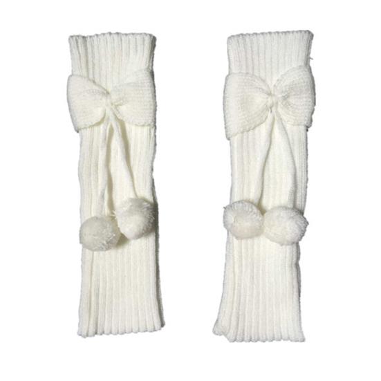 Leg Warmer Bowknot Ball Warm Solid Color Knitted Boot Socks for Autumn Winter
