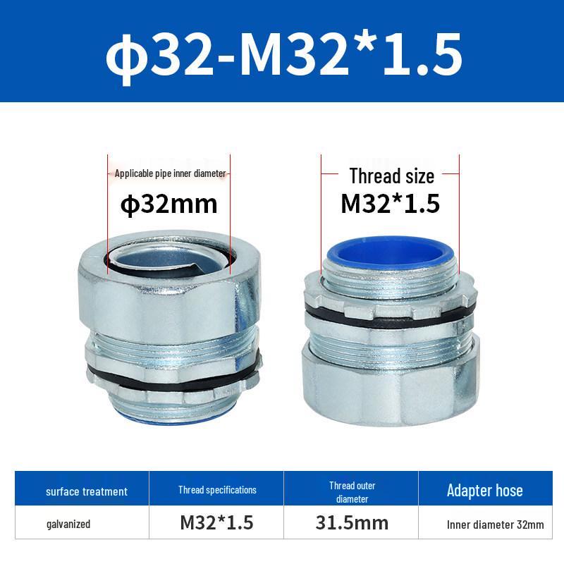 Hexagonal Standard Male Thread Galvanized Metal Flexible Conduit Box Connector with Lock Nut, External Threaded Snake Skin Tube.