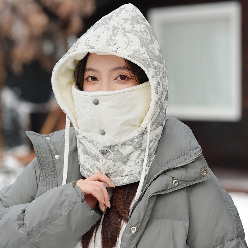 Fleece warm scarf one-piece women's winter wind and cold cycling mask outdoor camouflage ski cap