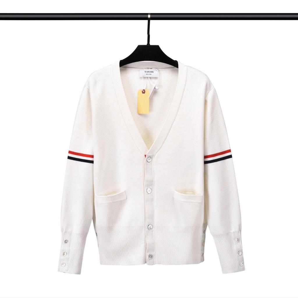 TB BROWIN V-neck Striped Wool Cardigan Sweater Casual Knitwear
