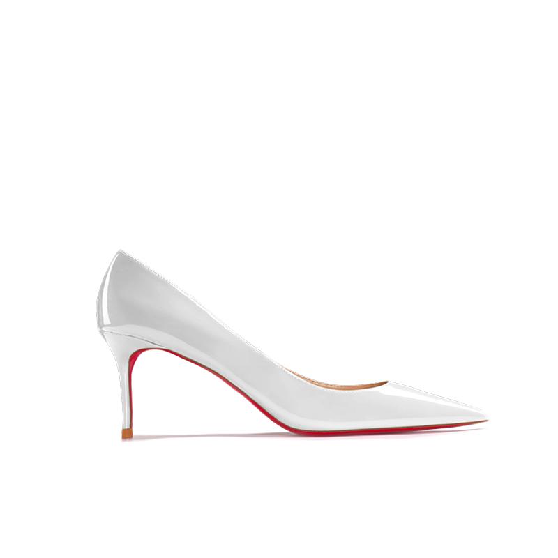 Fashion New Nude Patent Leather Work Fine Heeled High Heels with Pointed Toes and Shallow Mouth, Sexy Commuting Single Shoe Size