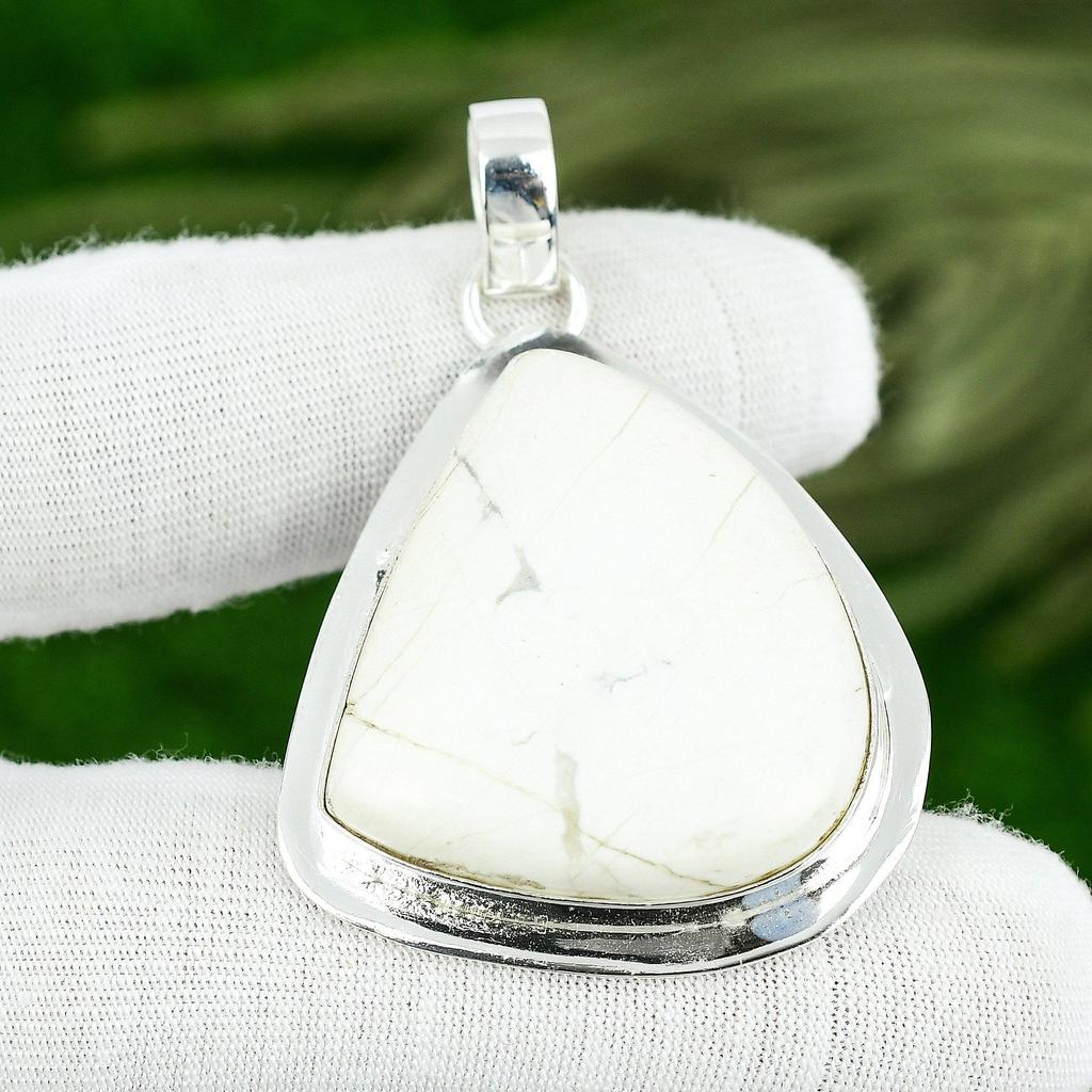 Gift For Women Jewelry Pendant 925 Sterling Silver Natural Howlite Gemstone