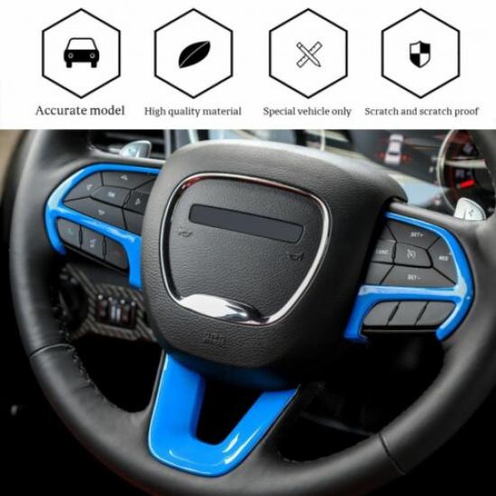 Steering Wheel Frame Trim Decor Cover Bezels For Dodge Challenger Charger 2015+