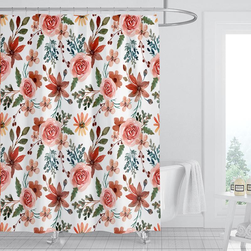 JINRUN Badezimmer verdickter wasserdichter Vorhang, schimmelfester Duschvorhang, Duschtrennwand-Vorhang, Duschvorhang, Badezimmer-Vorhang, kostenlose Perforation