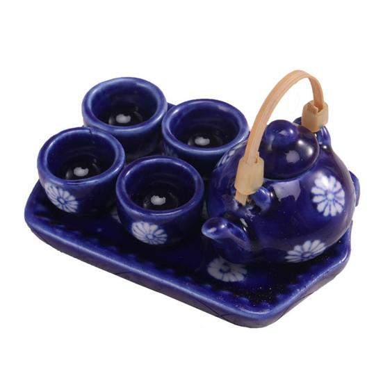 1 Set 1:12 Mini Teapot Cup Realistic Decorative Ceramics Japanese Style Porcelain Tea Kit Dollhouse Accessories for Living Room