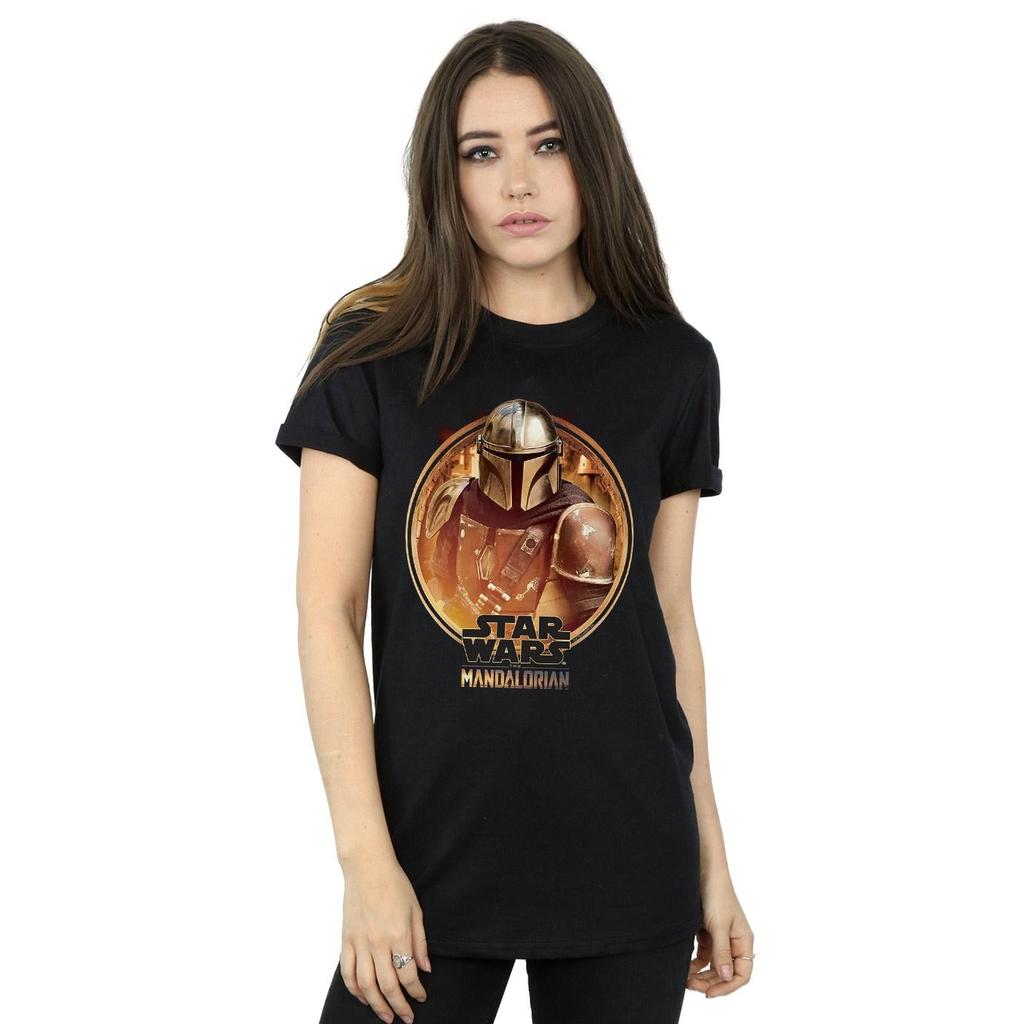 STAR WARS Womens/Ladies The Mandalorian Framed Cotton Boyfriend T-Shirt