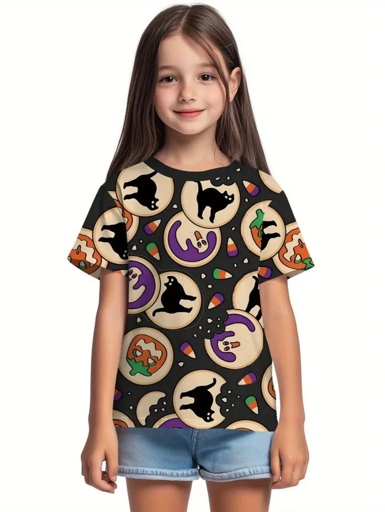 Girl Clothes Funny Pumpkin Graphic T-Shirt for Boys Girls Halloween Short Sleeve Tees 2-10Y Halloween Gift Party Kids Clothing