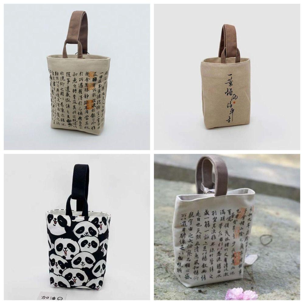 Printed Canvas Bucket Bag Chinese Style Print Canvas Handbag Sweet   Shopping