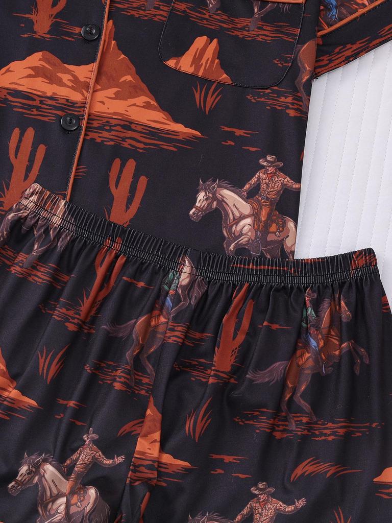 2025 Summer Multi-Color Print Short Sleeve Shorts Homewear Set