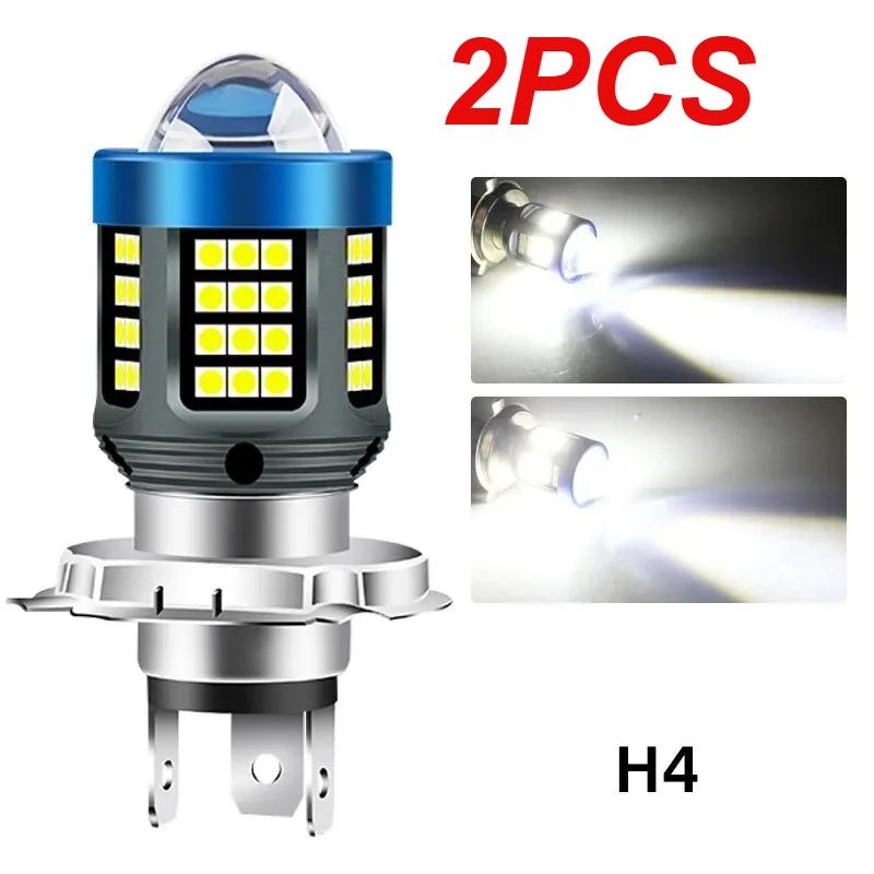 1pc H4 BA20D H6 LED Motorcycle Headlight CSP Dual Color White Yellow Hi Lo Beam Lens Fog Lamp for Motobike Scooter Running Light