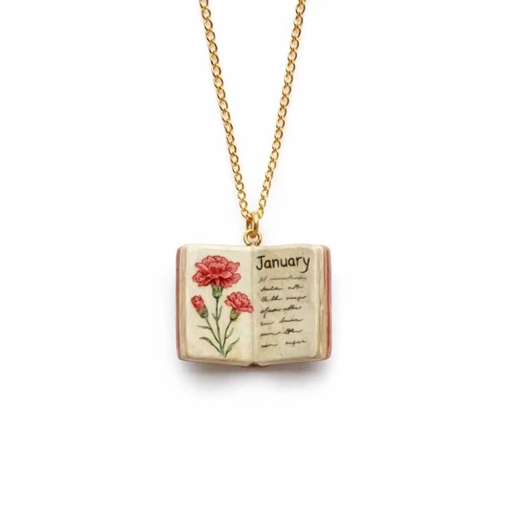 Vintage Style Book Pendant Necklace Antique Porcelain Pendant Necklace Jewelry Accessory