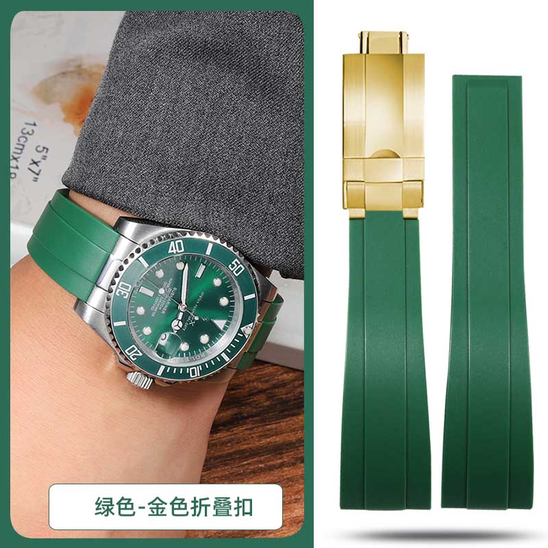 20mm 21mm 22mm For Rolex Daytona Gmt Oyster Tudor Black Bay Omega Watchband Rubber Fold Buckle Watch Strap Silicone Men Bracelet