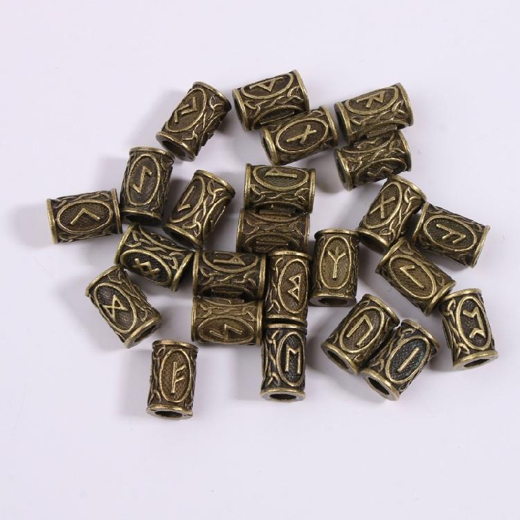 24PCS/Set Viking Rune Scandinavian Beads for Pendant Bracelet for Hair Beards