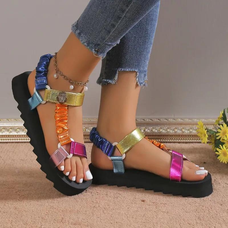 Fashion 2025 New Summer Outdoor Beach Casual Sandals Fashion Women Sandals Color Flat Casual Light Shoes for Ladies Zapatillas Mujer