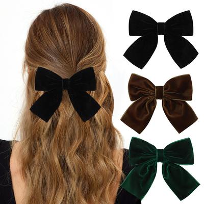 Set da 3 pezzi 3,5" Grande Fermagli per Capelli con Fiocco di Velluto per Donne Ragazze Matrimonio Nastro Clip per Capelli Coreana Pinza per Capelli Accessori per Capelli