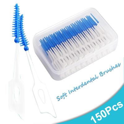 Double Floss Head Silicone Interdental Brushes with Super Soft Bristles Dental Floss Toothpicks Oral Tools