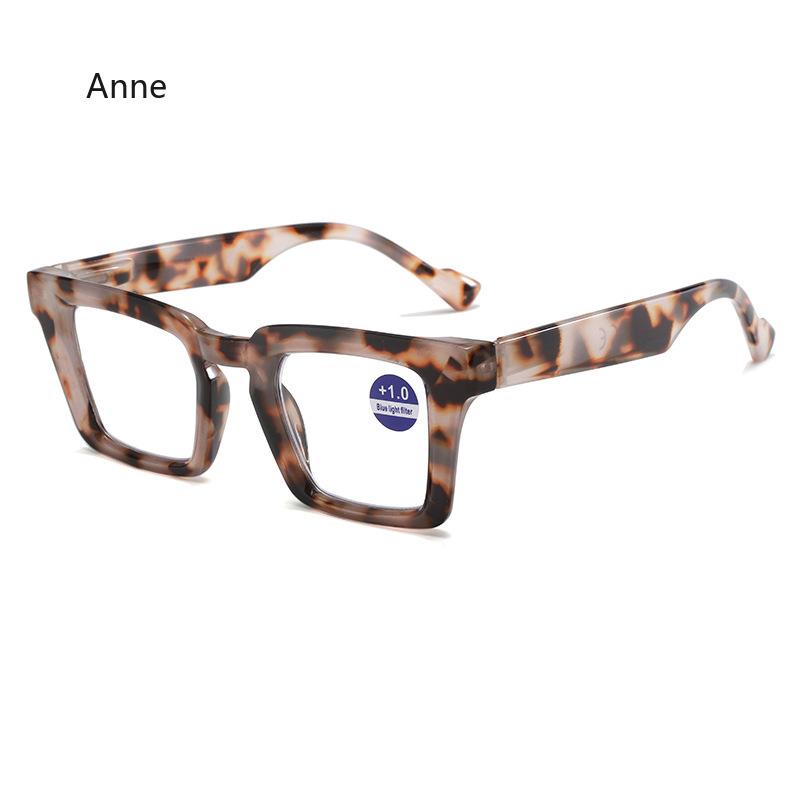 New Fashionable Large Frame Reading Glasses with Spring Legs Multi-colour Anti-blue Light Presbyopia Glasses for Men and Women