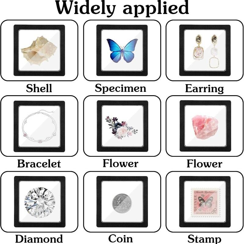 Transparent Floating Display Box Pe Film Jewelry Storage Case For Ring Earring Necklace Bracelet Watch Collectible Gift