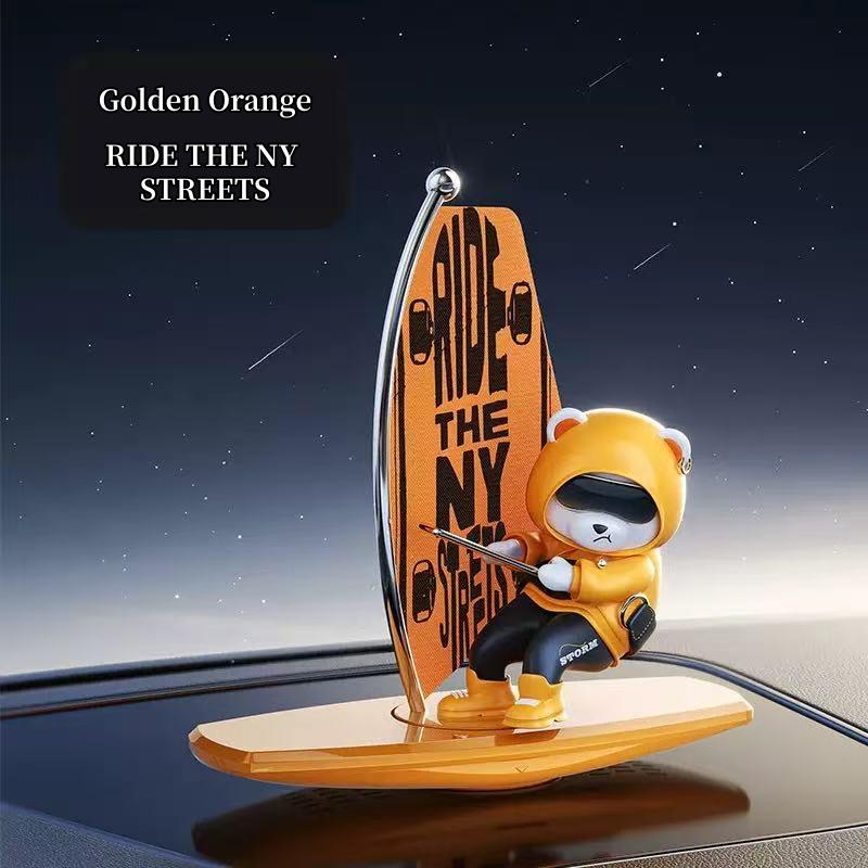 

Creative Sailboat Bear Car Dashboard Ornament Swinging And Rotating Cartoon Car Decorations Auto Interior Accessories жовтий