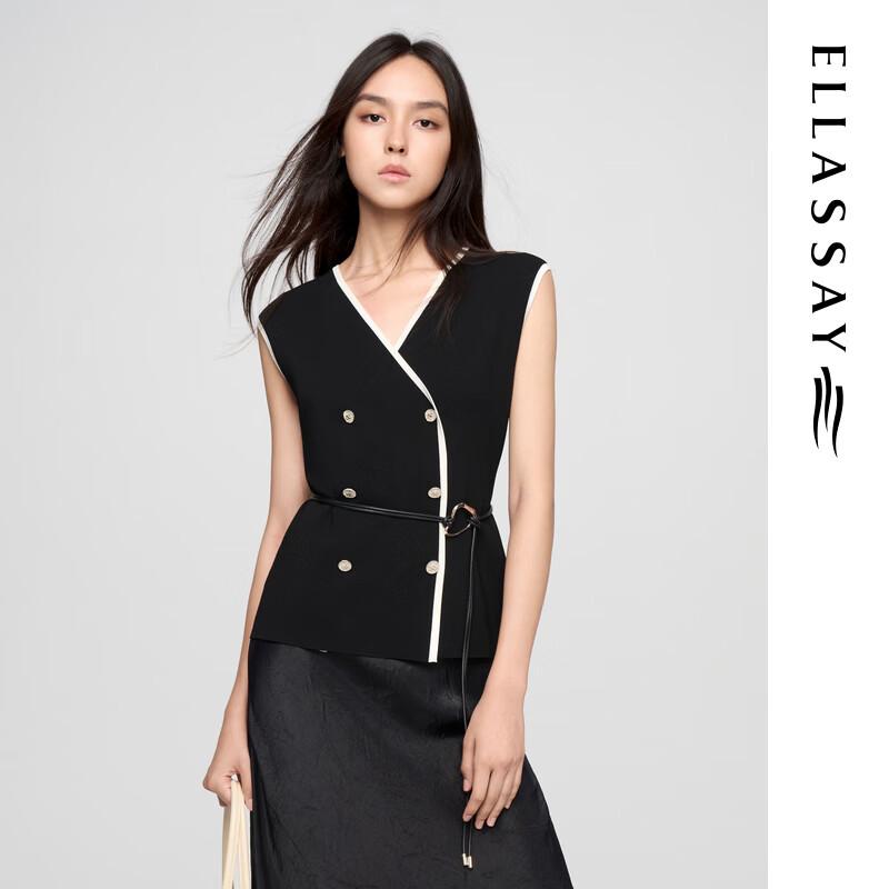 

ELLASSAY Elegant Color Block Sleeveless Knit Cardigan S