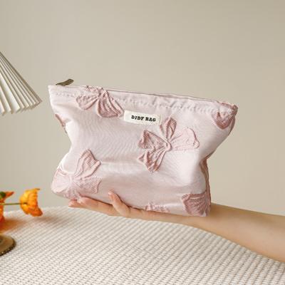 Pink Bow for Women Makeup Bag Large-capacity Cosmetics Storage Bag Portable Clutch Commuter Toiletry Bag Casual Cosmetic Cases