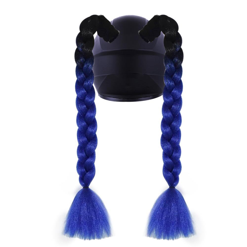 2pcs/pair With Sucker Woman Braids Wig Helmets Decor Twist Dual Pigtail Ponytail  for Motor Bike