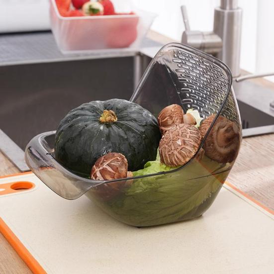 Drain Basket Portable Fruit Colander Large Capacity Food Grade BPA Free Sink Drain Basket Strainer Vegetable Washing Bowl