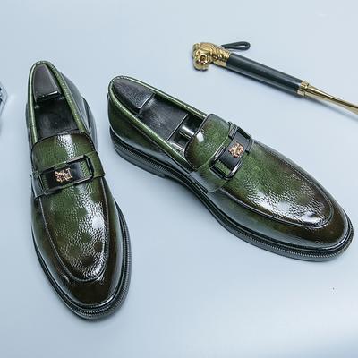 Itāļu vīriešu ikdienas apavi Zaļi modes apavi ar biezu apakšu, formāli vīriešiem Luksusa zīmola kleita Loafers Mokasīni biznesa apavi