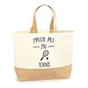 Tote Bag - PLANETEE - Tennis I Can't - Natural Jute - Beige - Printed In France