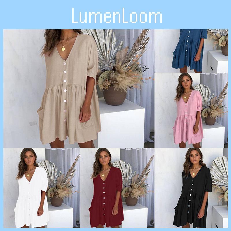Elegante Vestito a Tunica Estivo da Donna con Manica a 3/4 per Uscite Casual in Spiaggia e Vacanze