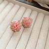 Silver Needle Pink Cubic Zirconia Flower Stud Earrings – Elegant & Delicate Accessories for Women.