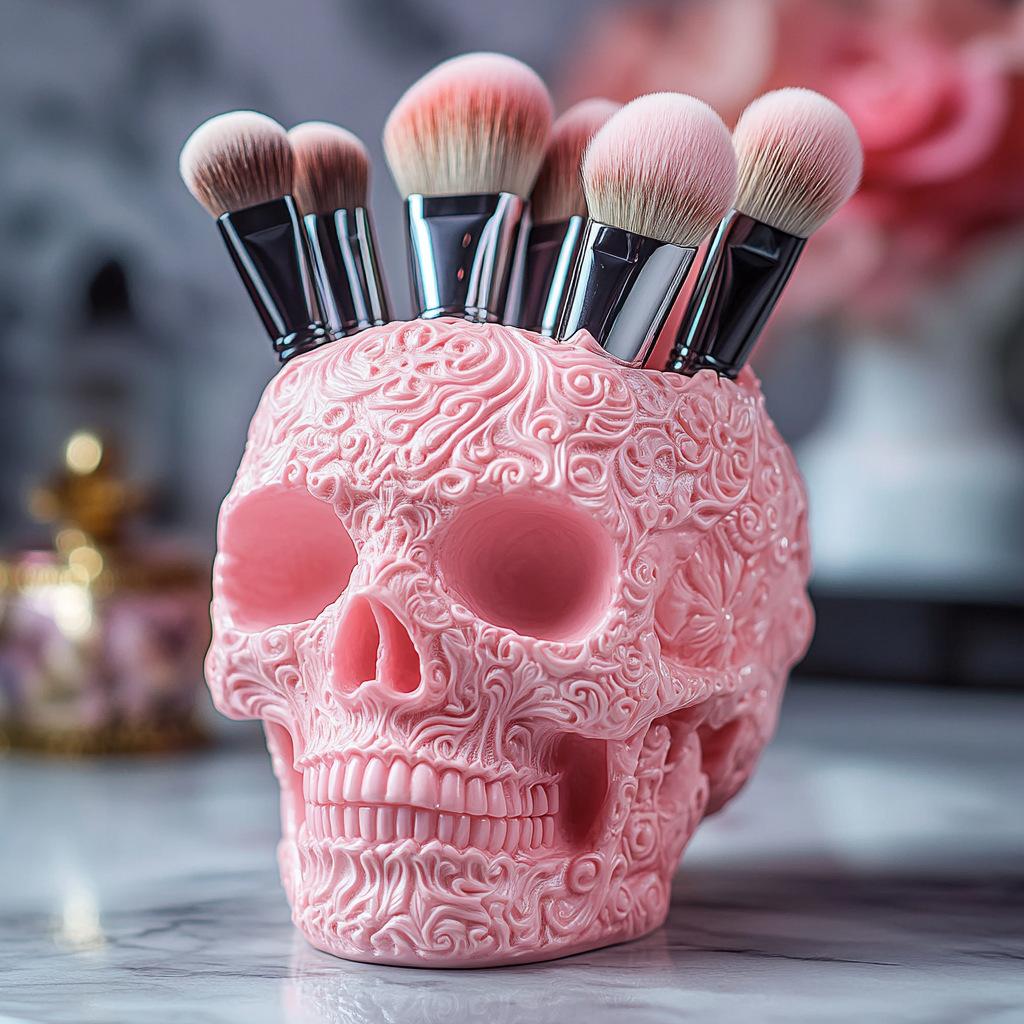 Desktop Skeleton Makeup Brush Organizer Makeup Organizer Cosmetic Storage Box Storage Ornament Halloween Decorations