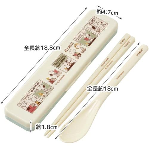 Skater Chopstick Spoon Combination Set 18cm Antibacterial Treated Lunch Box for Adults Comes with Silicone Cushion and Doesn't Make a Sound Made in Ja