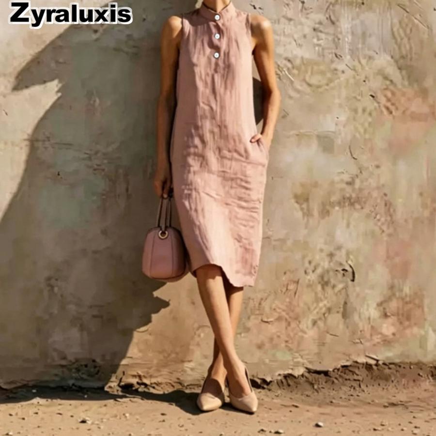New Summer Solid Loose Sleeveless Dress