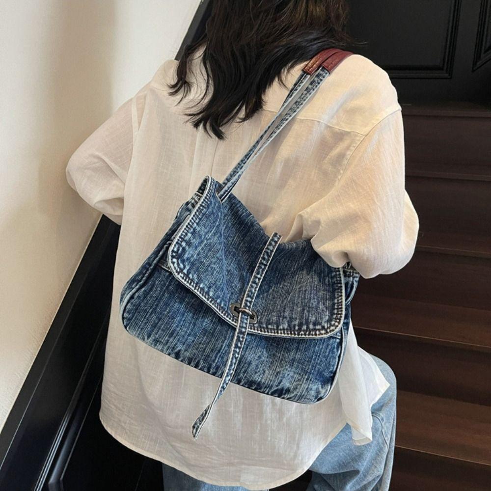 Retro Denim Stofftasche Einfache Canvas Tragetasche Lässige Canvas Umhängetasche Outdoor