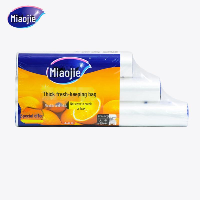 Miaojie Economical PE Fresh-Keeping Bag Combo Pack: Large, Medium & Small Disposable Food Storage Bags.