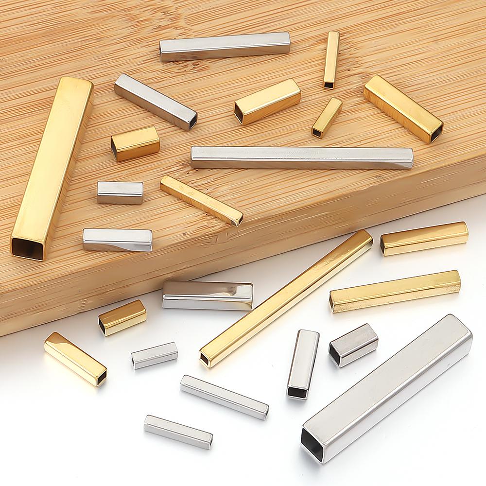 5/10 Stück Edelstahl-Röhrchenperlen, gerade, lange, lose Abstandshalterperlen für die Schmuckherstellung, DIY-Halsketten-Armband-Zubehör